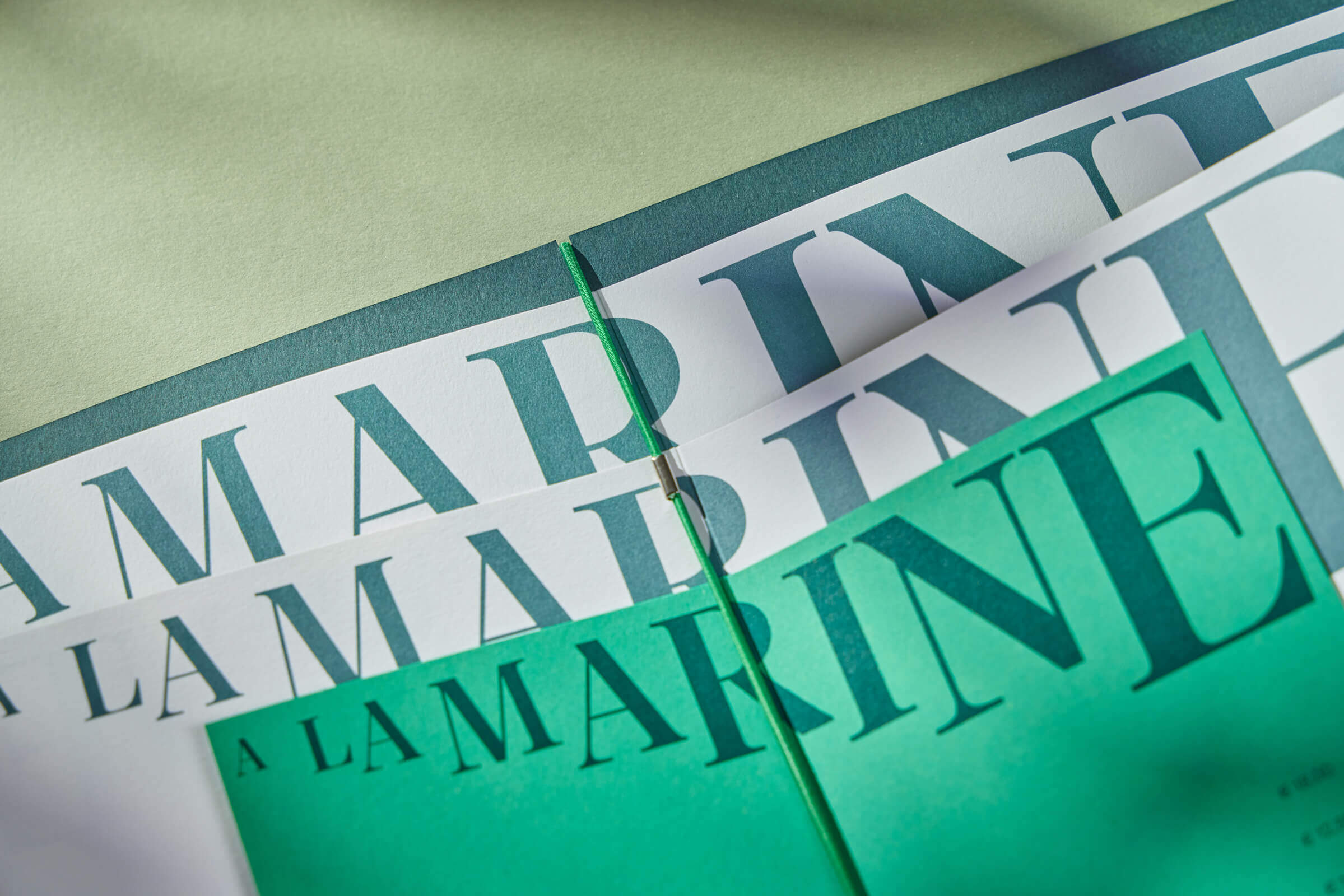 A La Marine Menukaarten detail met groene elasto